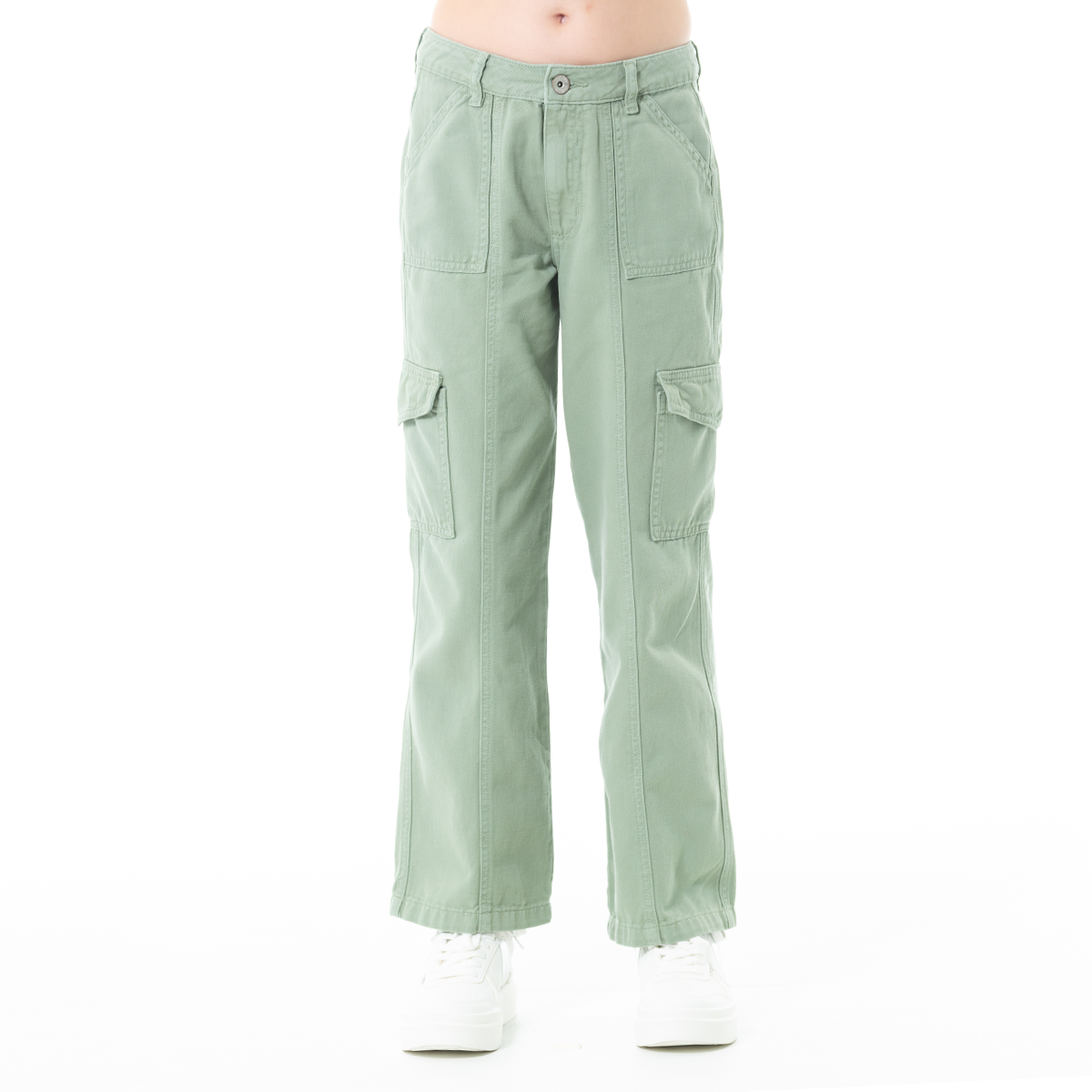 Jean cargo para niñas bota recta - Verde