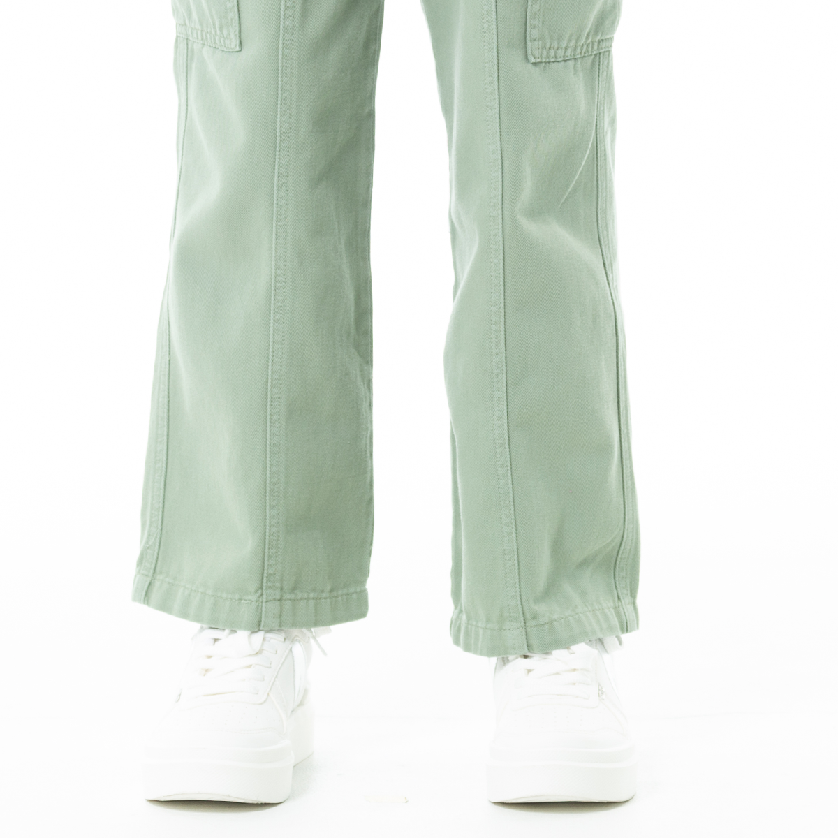 Jean cargo para niñas bota recta - Verde