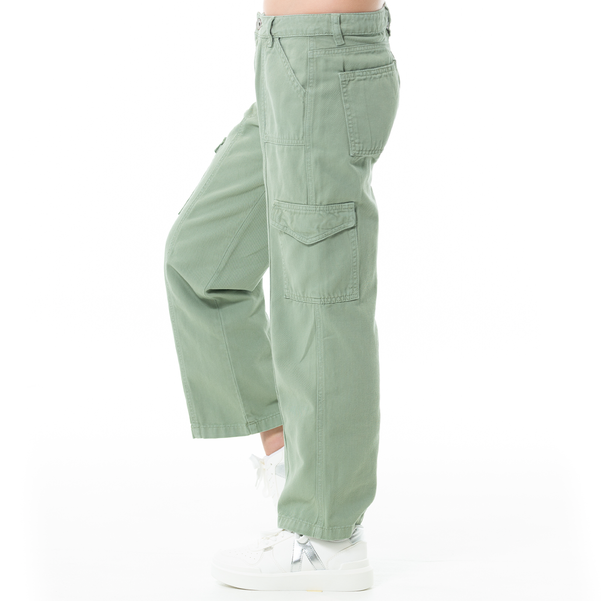 Jean cargo para niñas bota recta - Verde