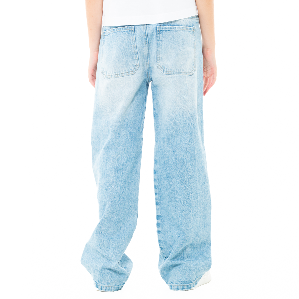 Jean para niñas bota recta con desgastes - Azul claro