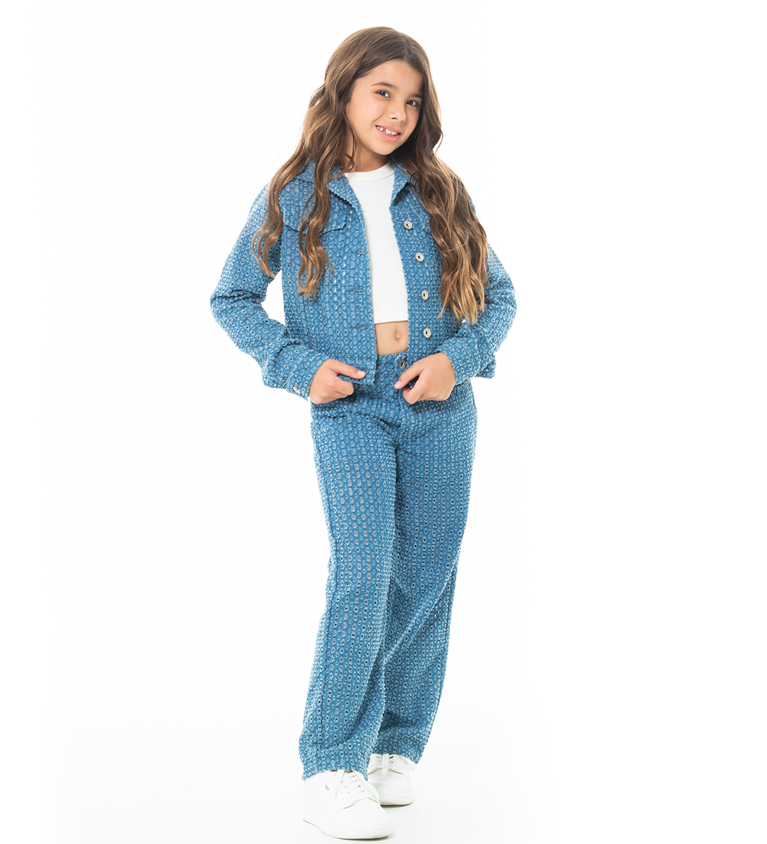 Jean para niñas bota recta de diseño Indigo - Azul