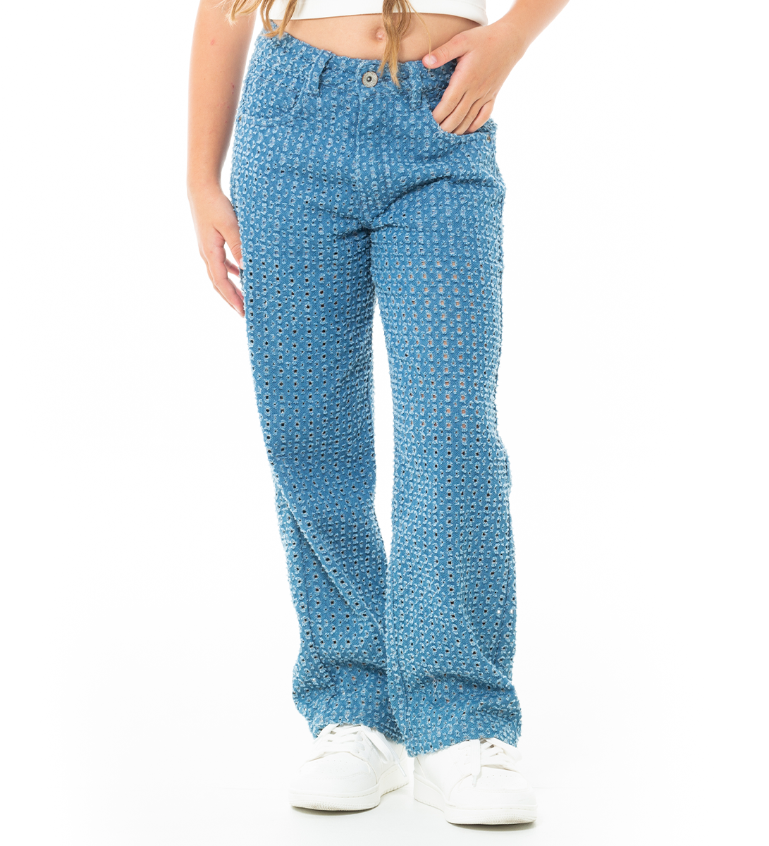 Jean para niñas bota recta de diseño Indigo - Azul