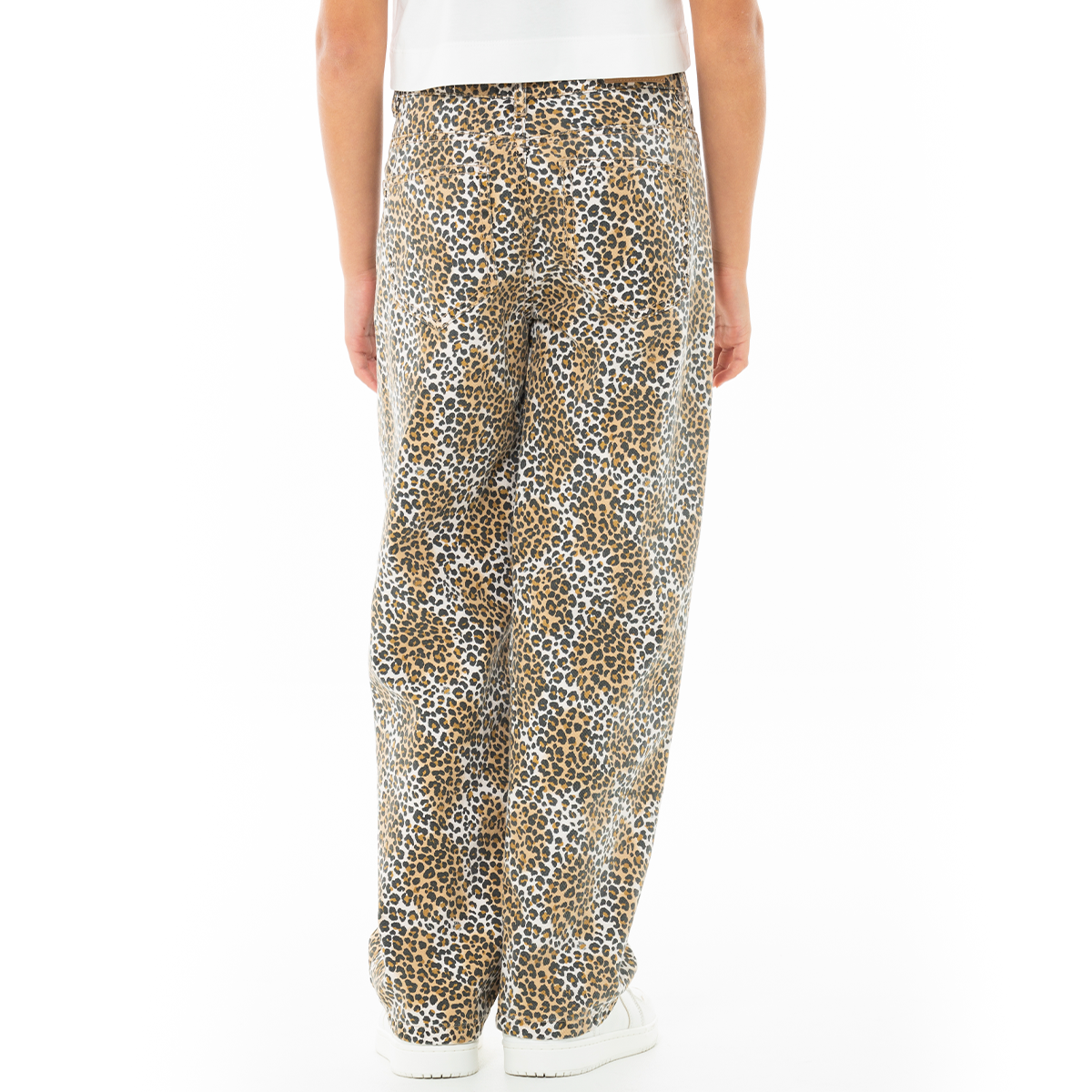Jean para niñas bota recta animal print - Cafe