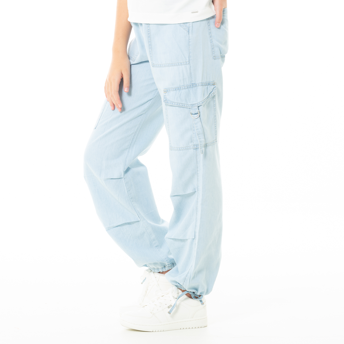 Jean cargo para niñas - Azul claro