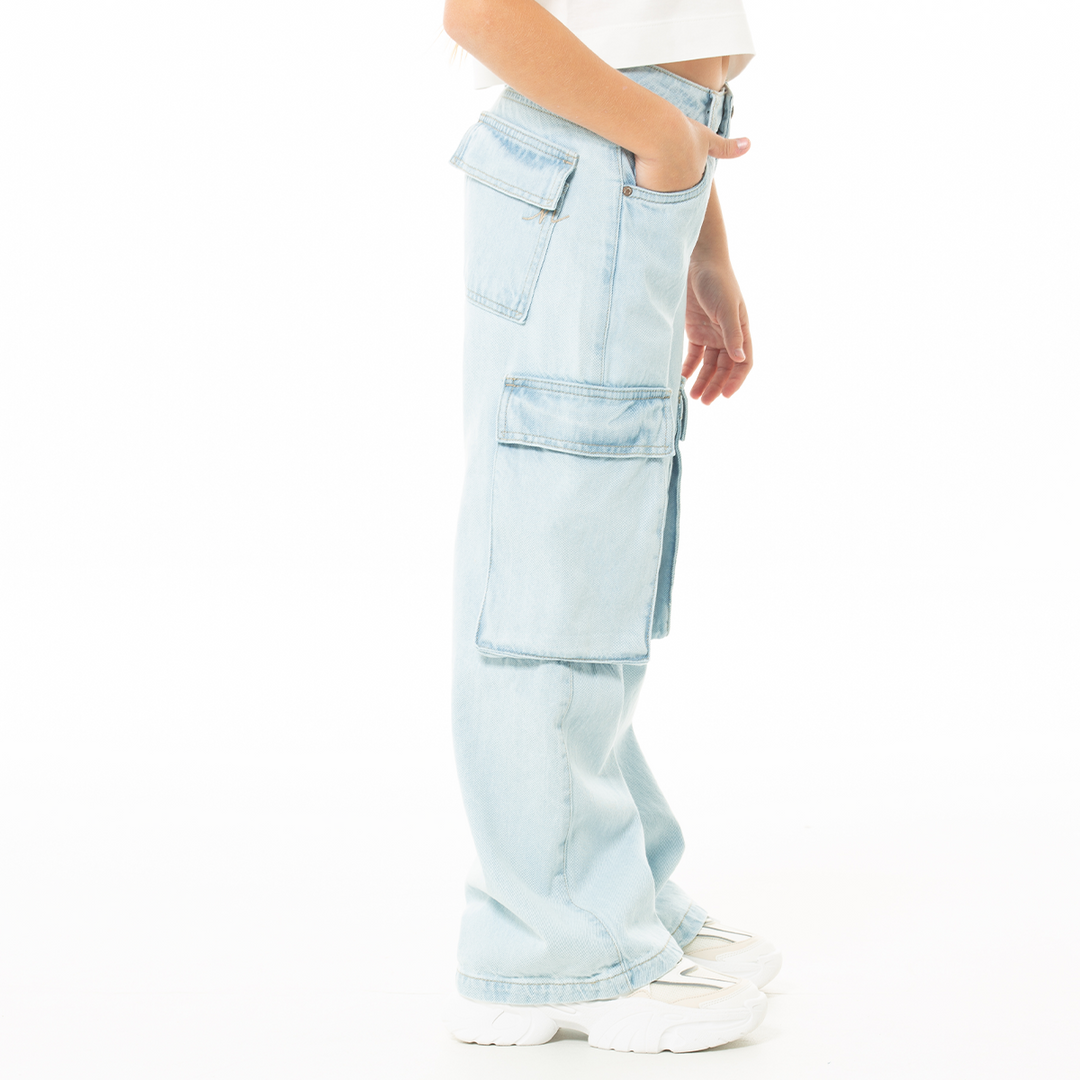 JEAN CARGO PARA NIÑAS BOTA RECTA