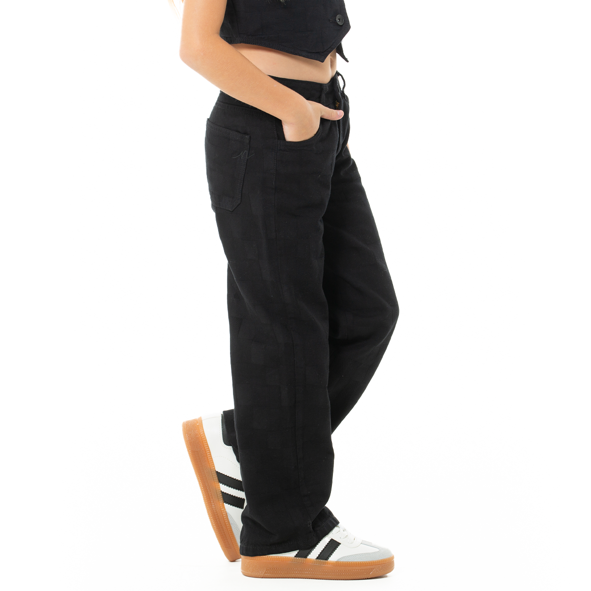 Jean para niñas bota recta - Negro