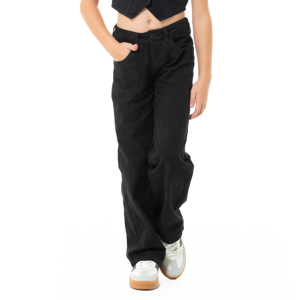 Jean para niñas bota recta - Negro