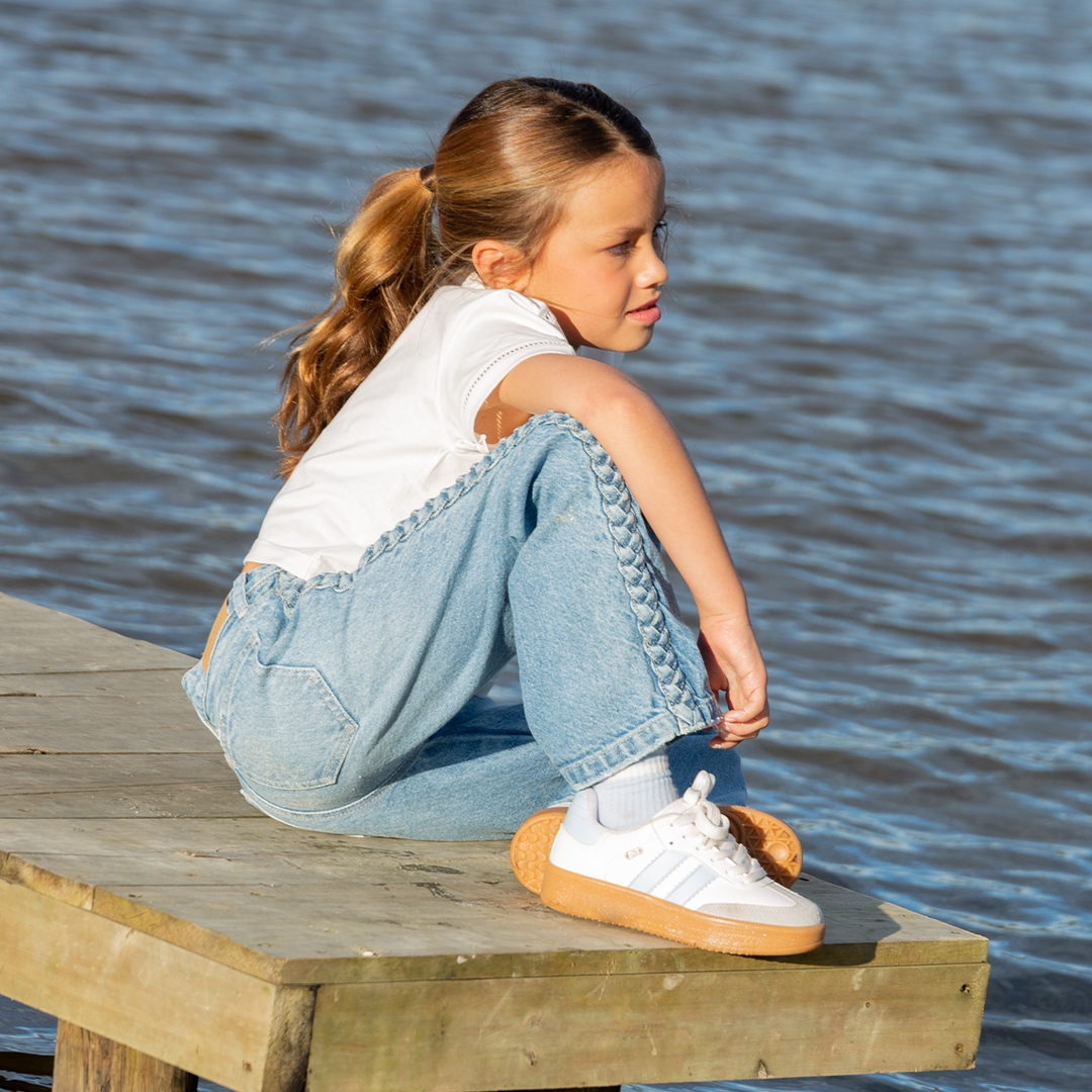 JEAN PARA NIÑAS TRENZADO BOTA RECTA