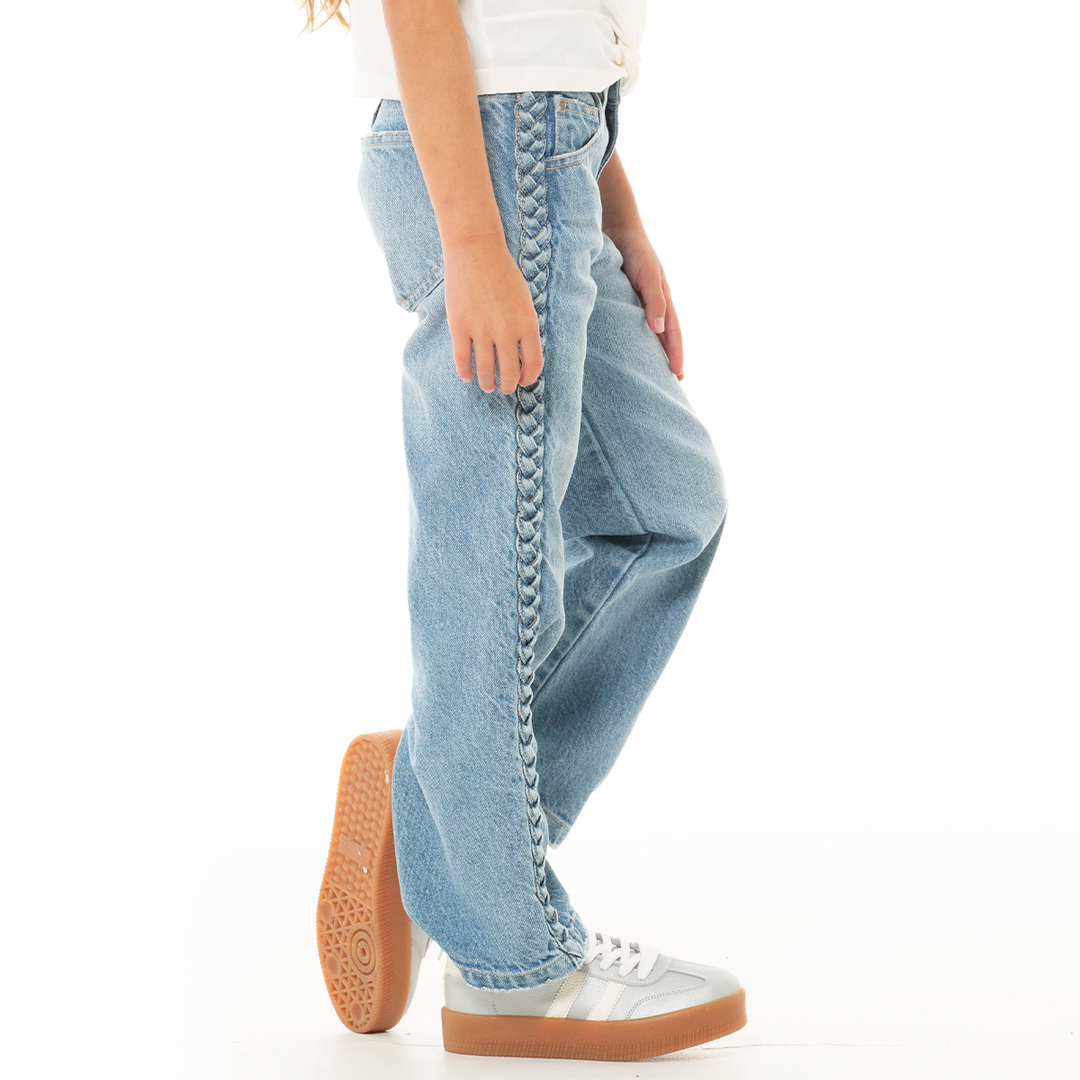 JEAN PARA NIÑAS TRENZADO BOTA RECTA