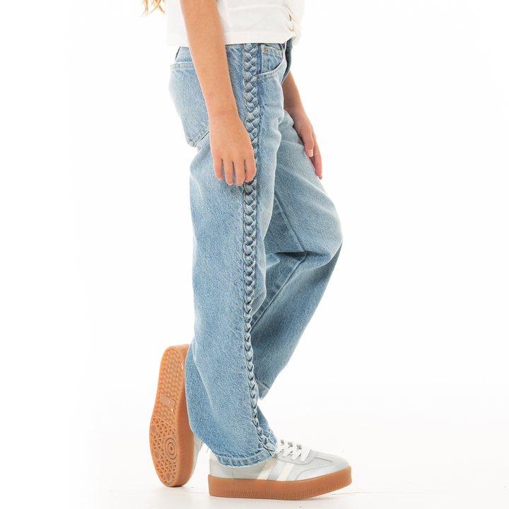 JEAN PARA NIÑAS TRENZADO BOTA RECTA