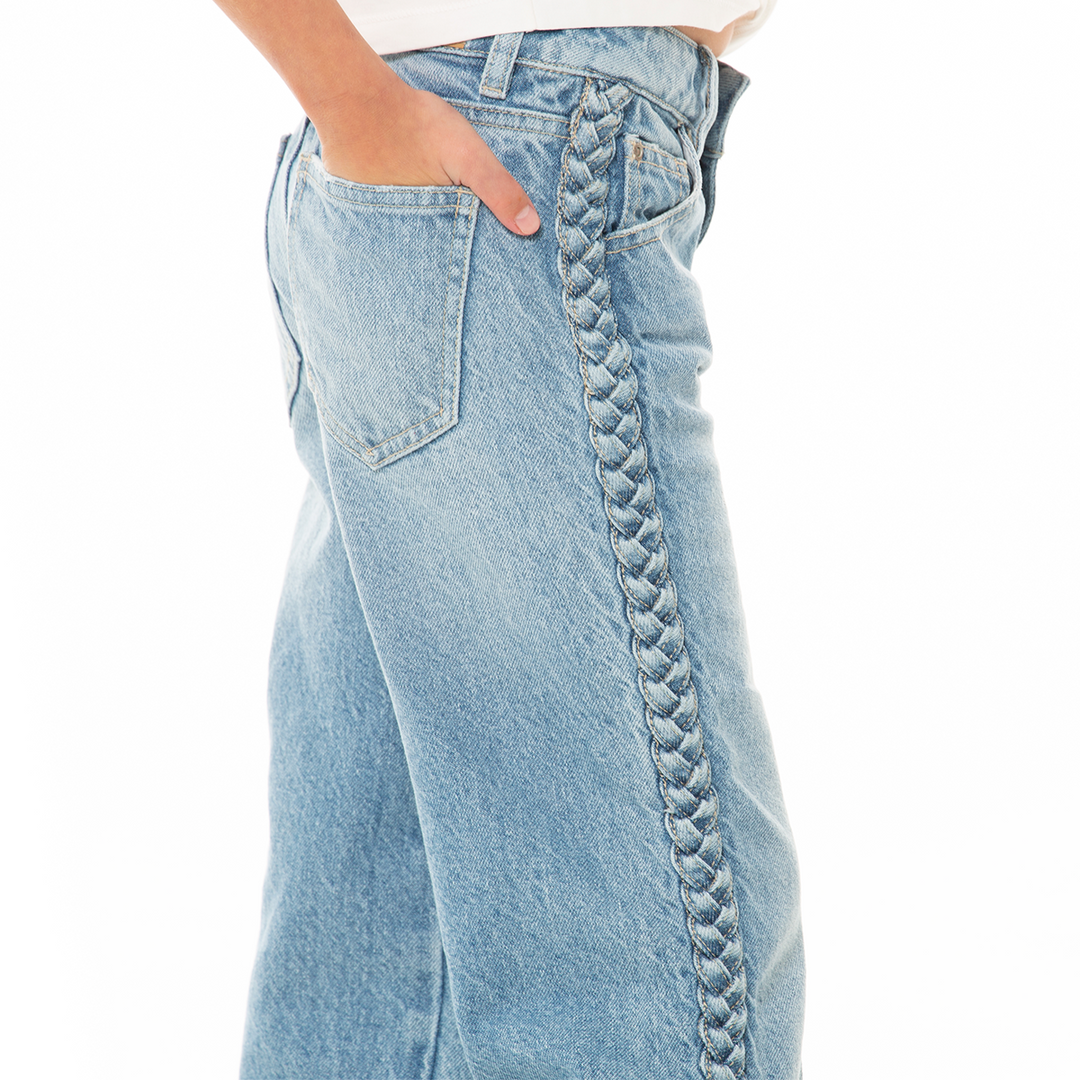 JEAN PARA NIÑAS TRENZADO BOTA RECTA