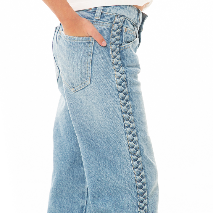 JEAN PARA NIÑAS TRENZADO BOTA RECTA