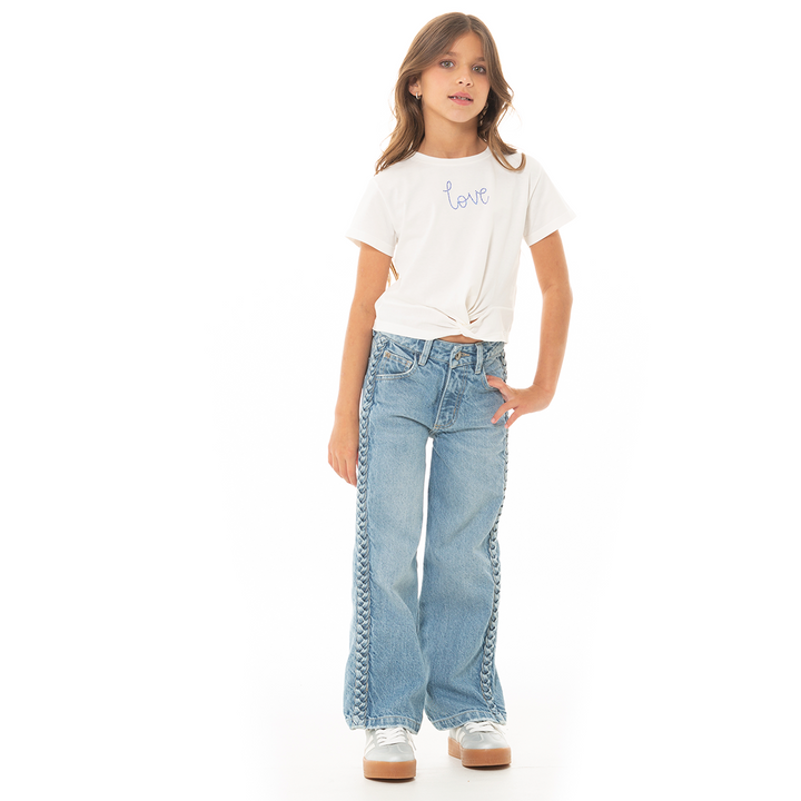 JEAN PARA NIÑAS TRENZADO BOTA RECTA