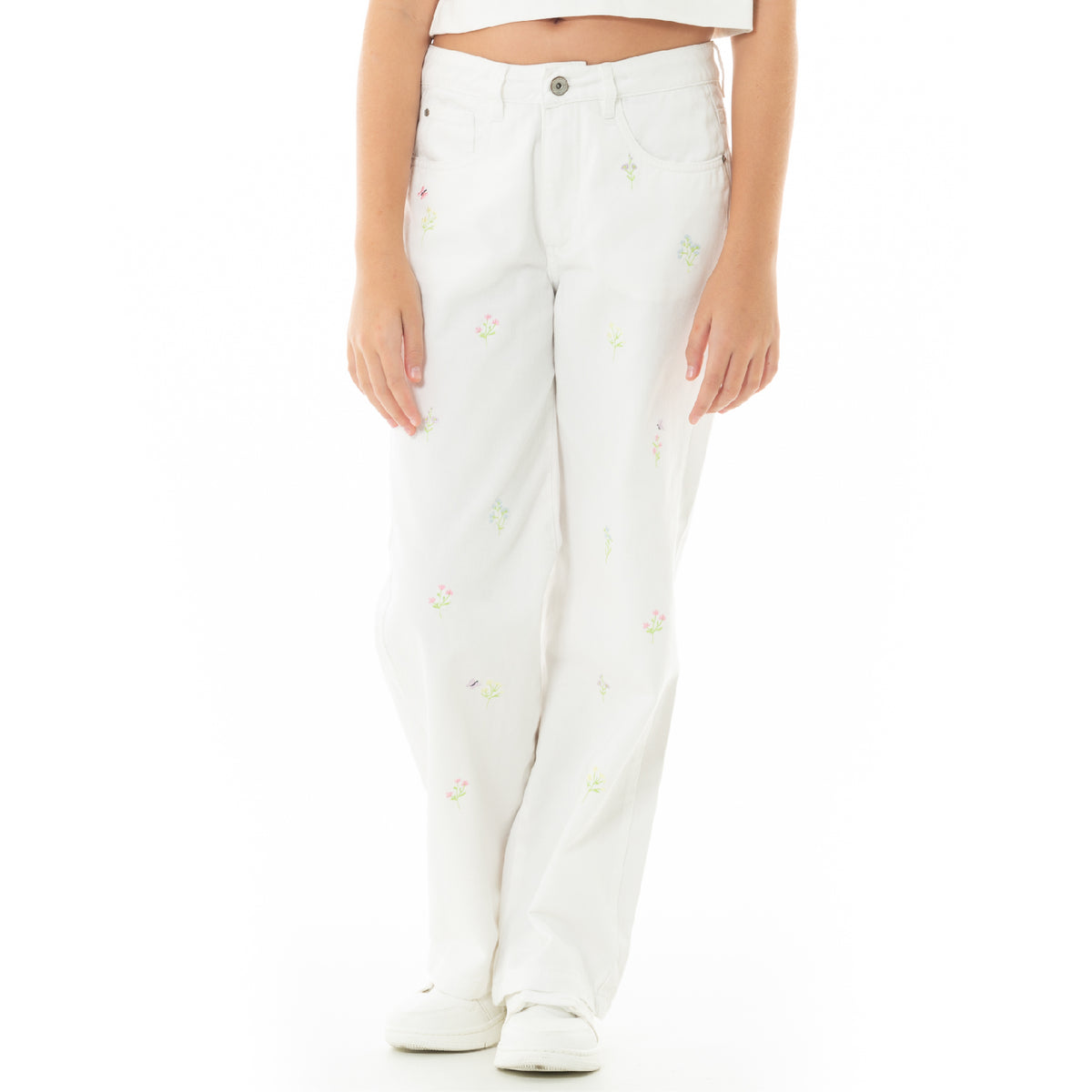 JEAN PARA NIÑAS CON DISEÑOS BORDADOS BOTA RECTA