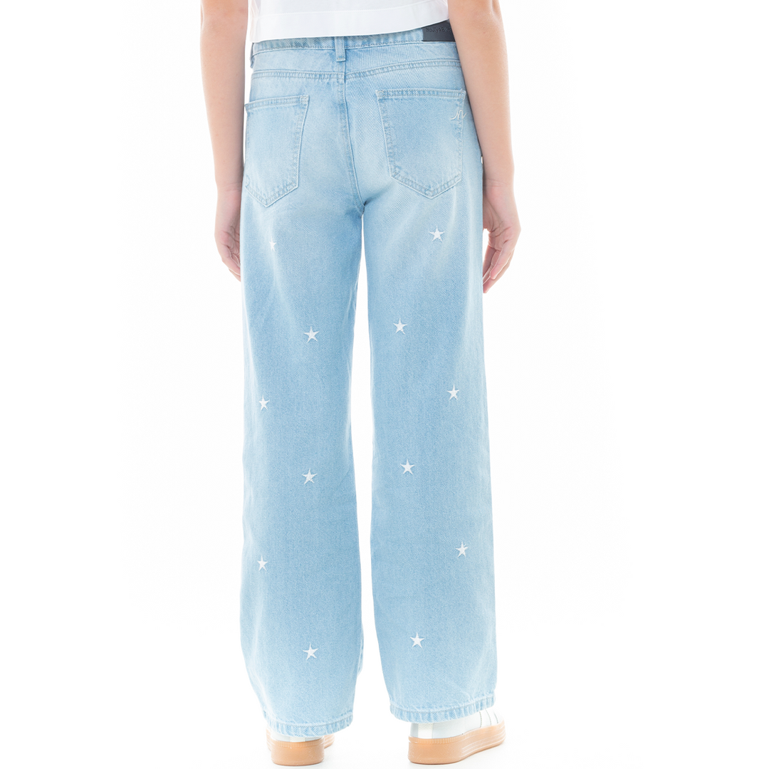 JEAN PARA NIÑAS BOTA RECTA CON DISEÑOS BORDADOS