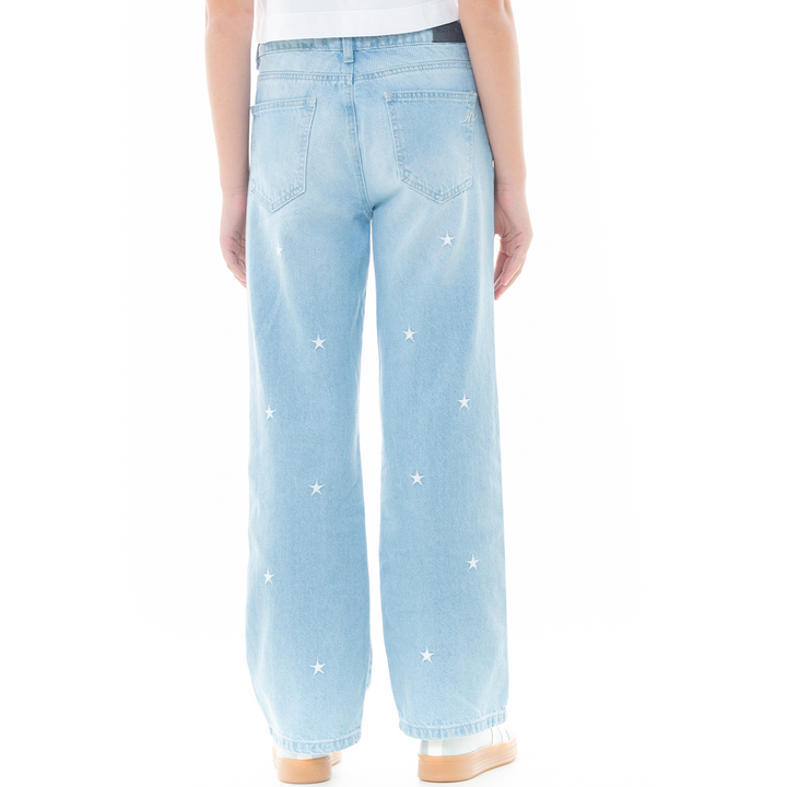 JEAN PARA NIÑAS BOTA RECTA CON DISEÑOS BORDADOS