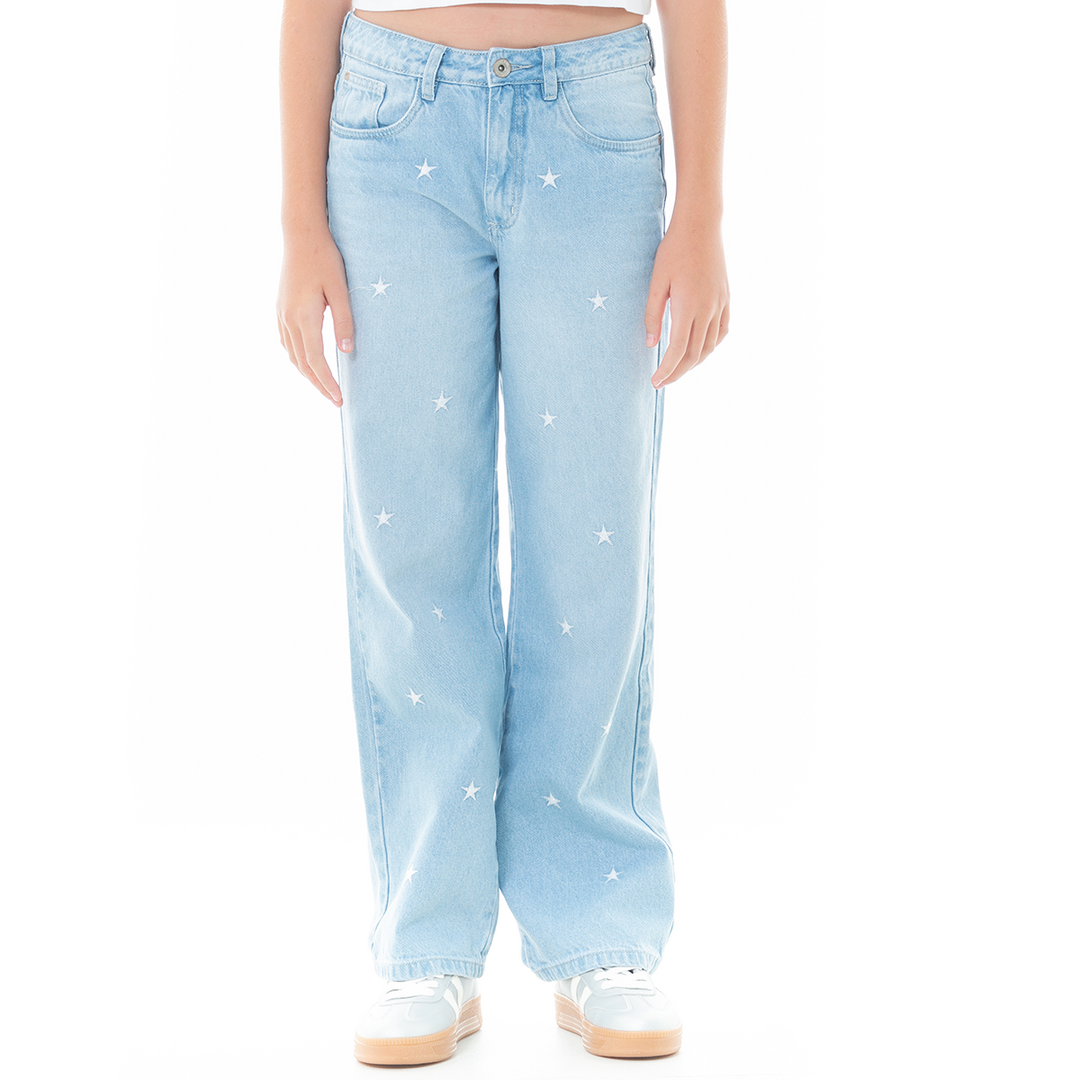 JEAN PARA NIÑAS BOTA RECTA CON DISEÑOS BORDADOS