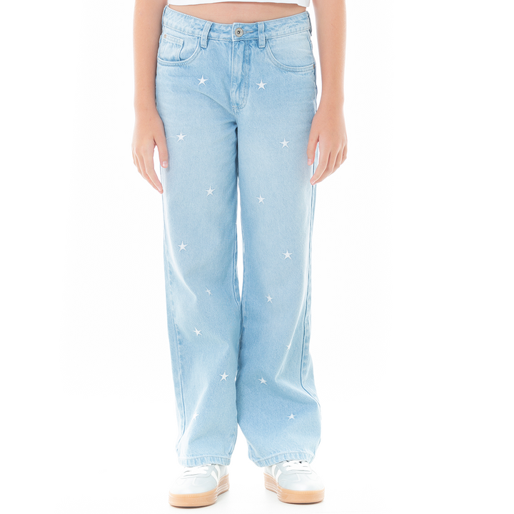 JEAN PARA NIÑAS BOTA RECTA CON DISEÑOS BORDADOS