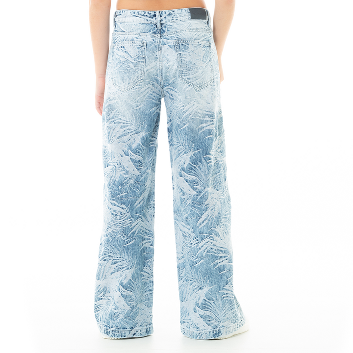 JEAN PARA NIÑAS BOTA RECTA CON DISEÑO EN JACQUAR