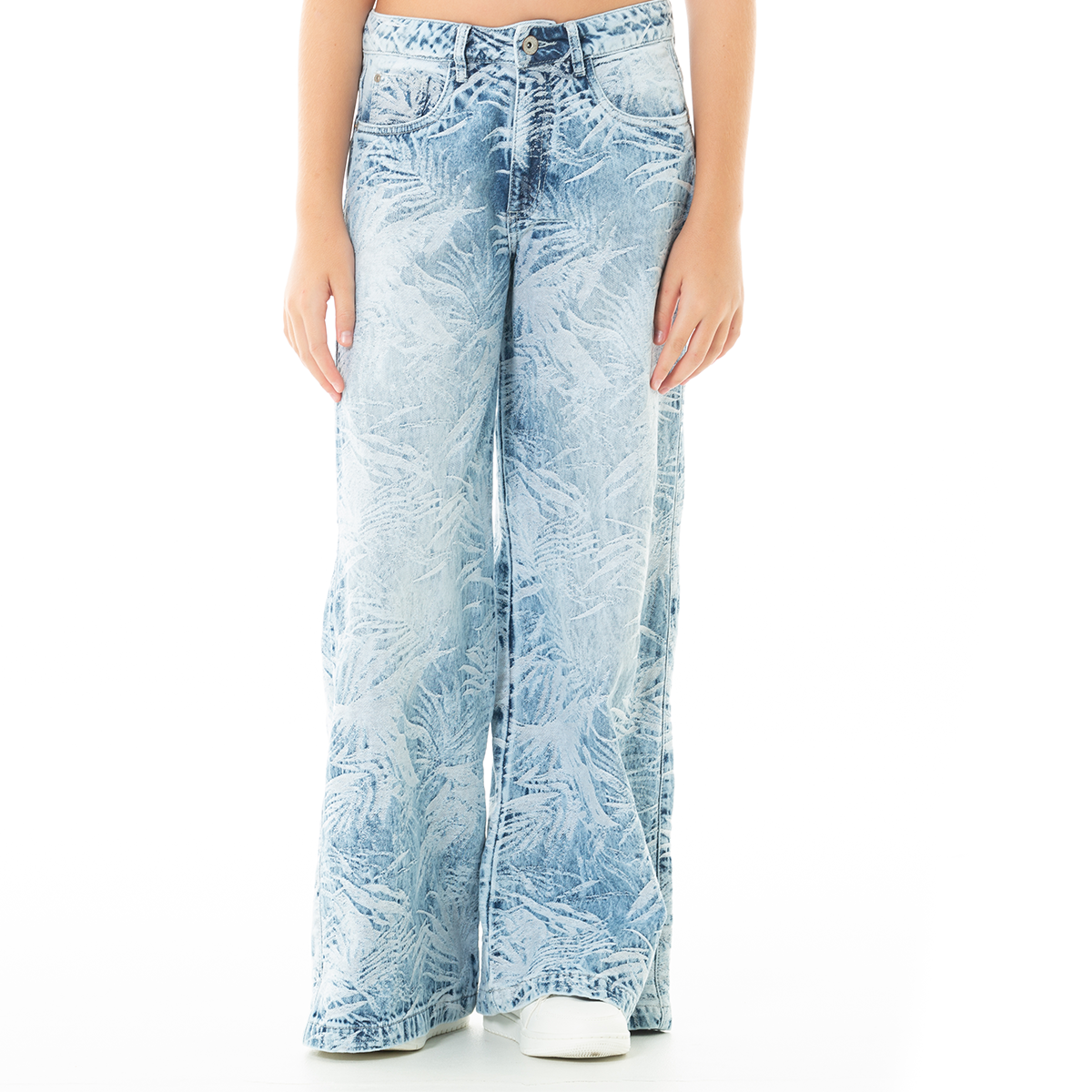 JEAN PARA NIÑAS BOTA RECTA CON DISEÑO EN JACQUAR