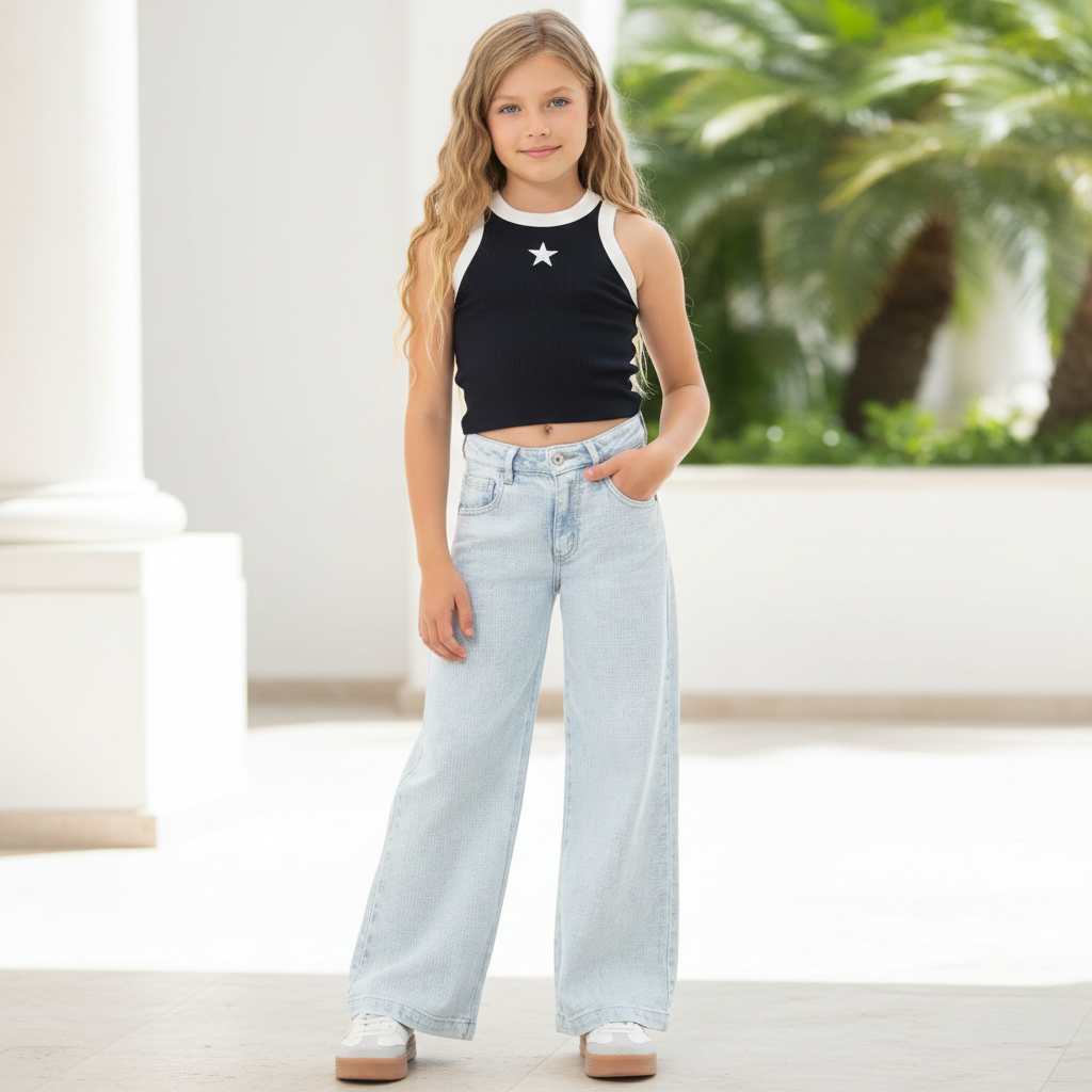 JEAN PARA NIÑAS  CON DISEÑO TEXTURIZADO