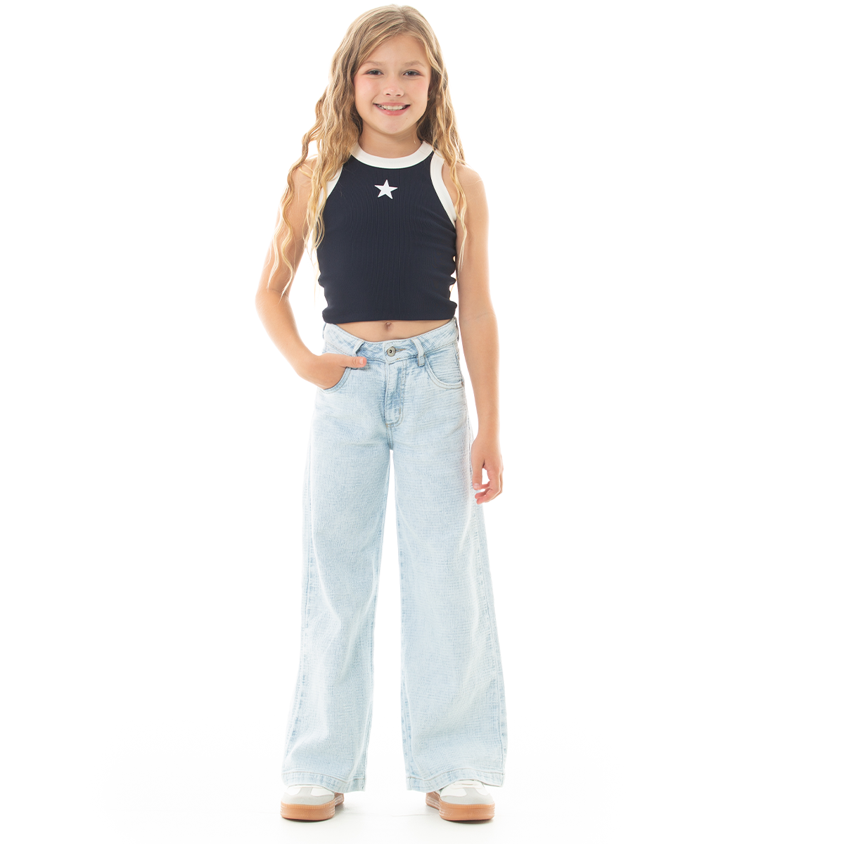 JEAN PARA NIÑAS  CON DISEÑO TEXTURIZADO