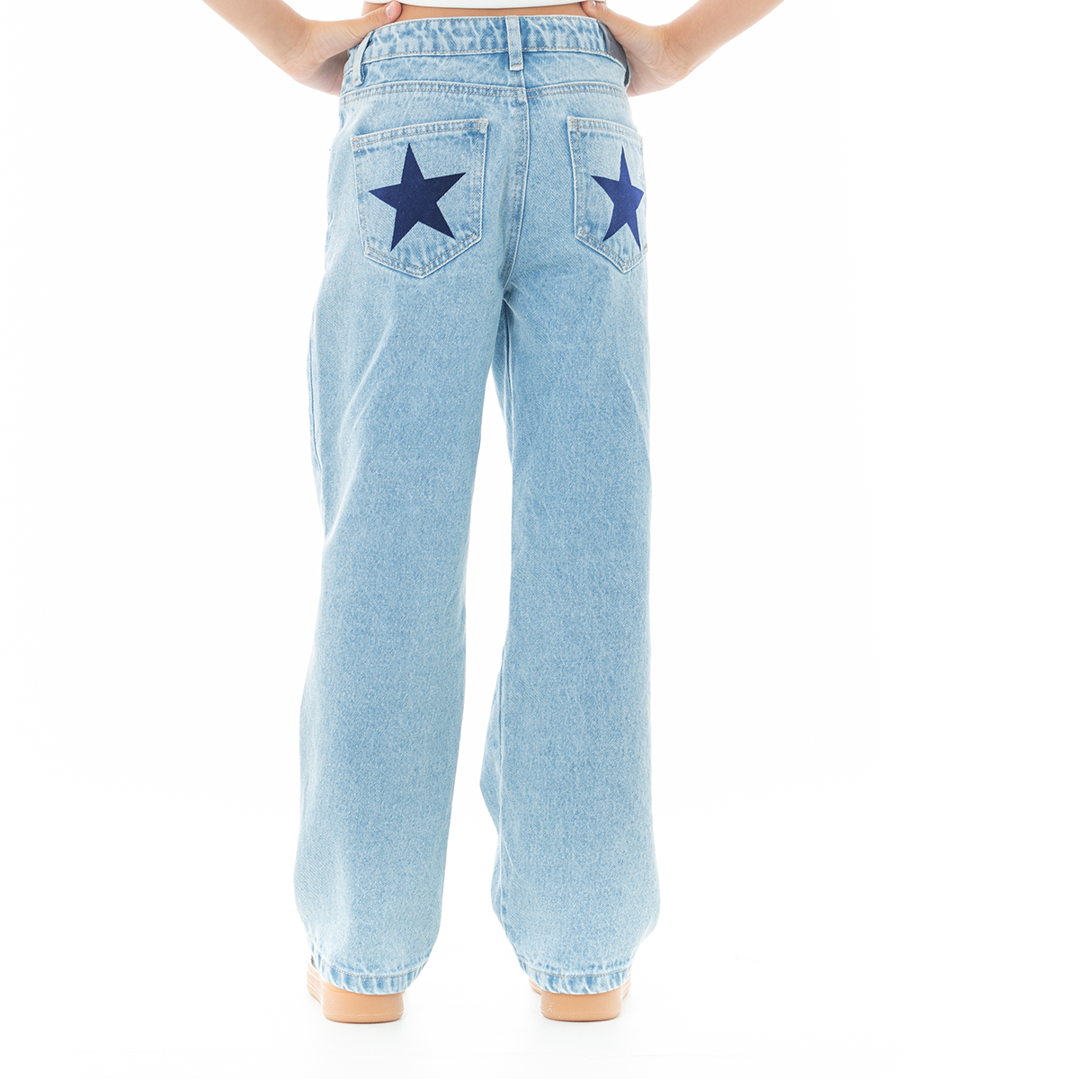 Jean para niñas con diseño de estrellas en efecto fock