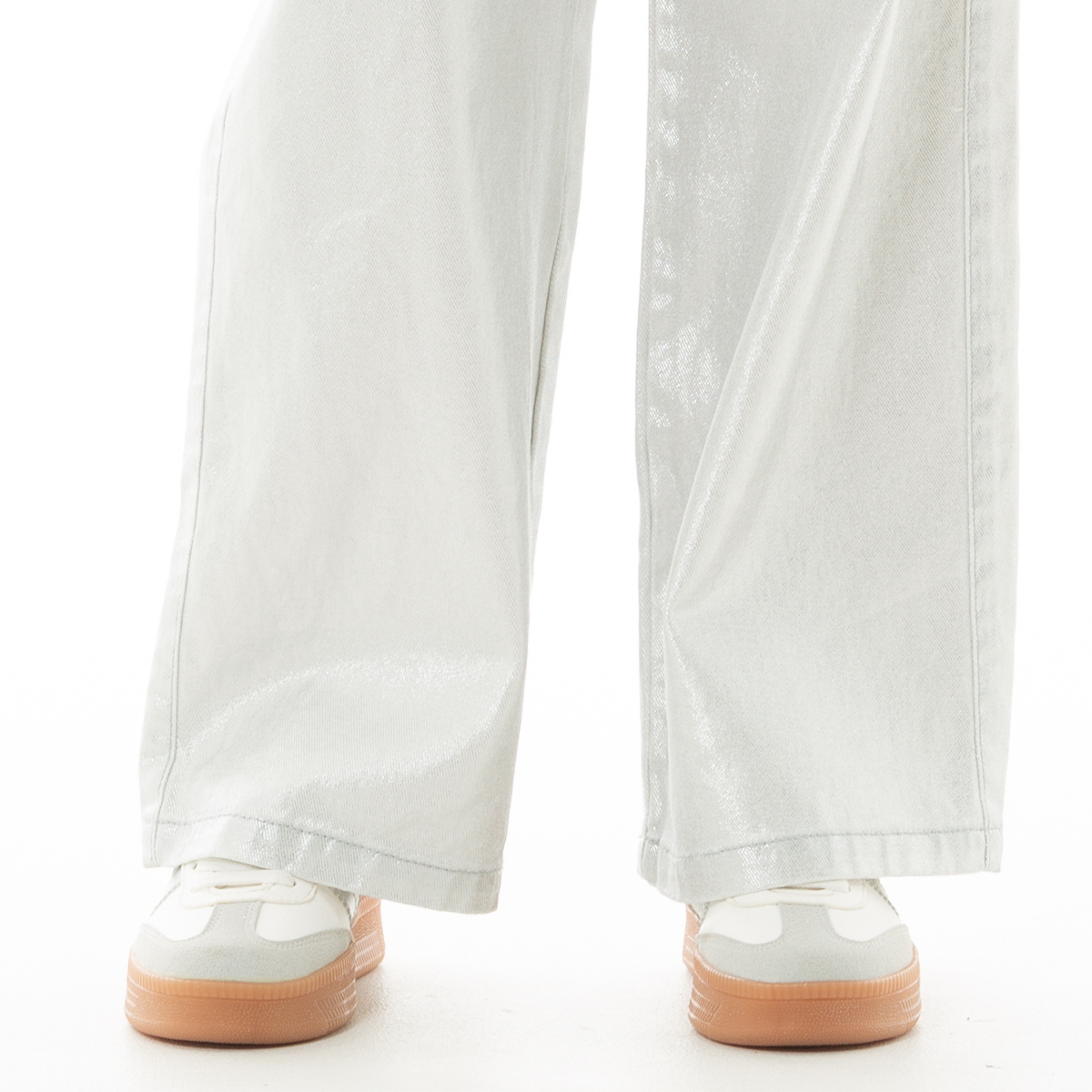 JEAN PARA NIÑAS BOTA RECTA EFECTO METALIZADO