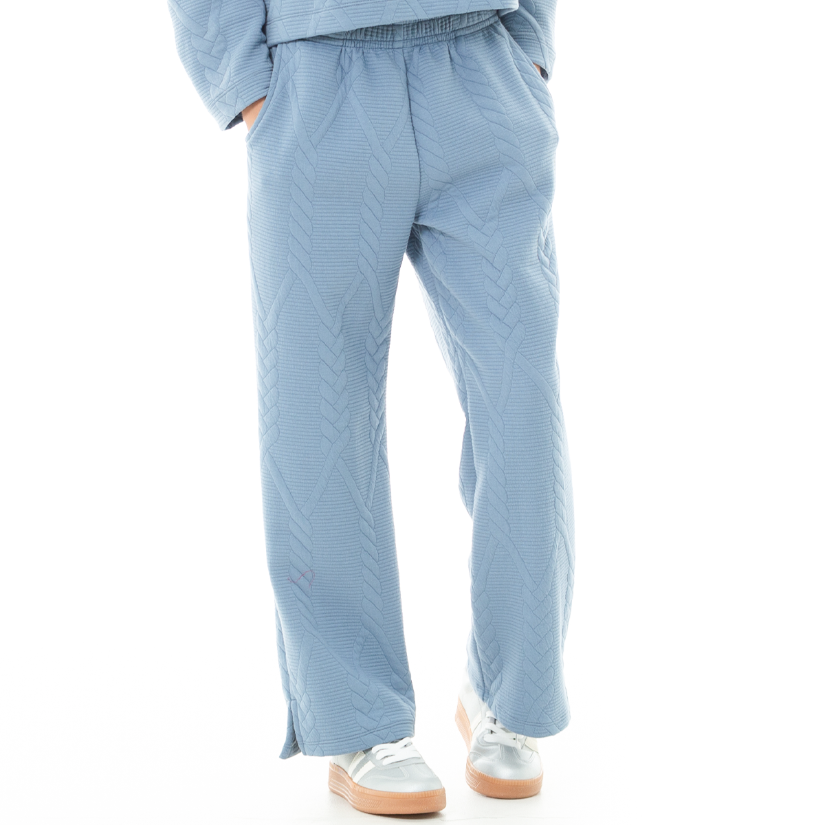 SUDADERA PARA NIÑAS CON DISEÑO TEJIDO TRENZADO - COLOR AZUL