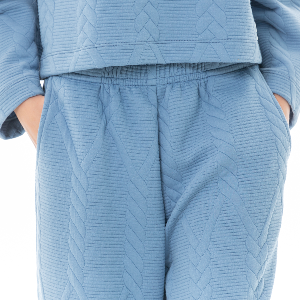SUDADERA PARA NIÑAS CON DISEÑO TEJIDO TRENZADO - COLOR AZUL