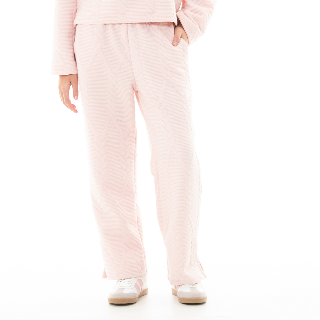 SUDADERA PARA NIÑAS CON DISEÑO TEJIDO TRENZADO - COLOR ROSADO