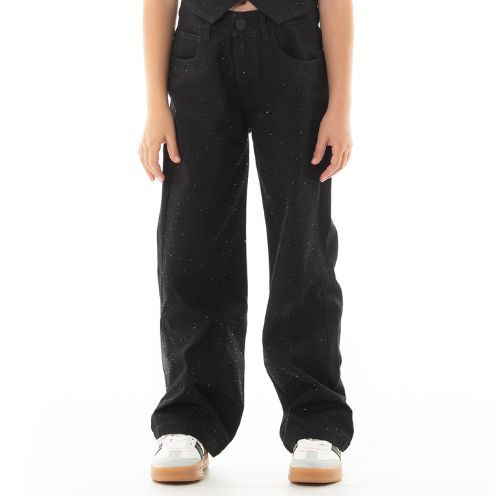 JEAN PARA NIÑAS NEGRO CON PIEDRERIA