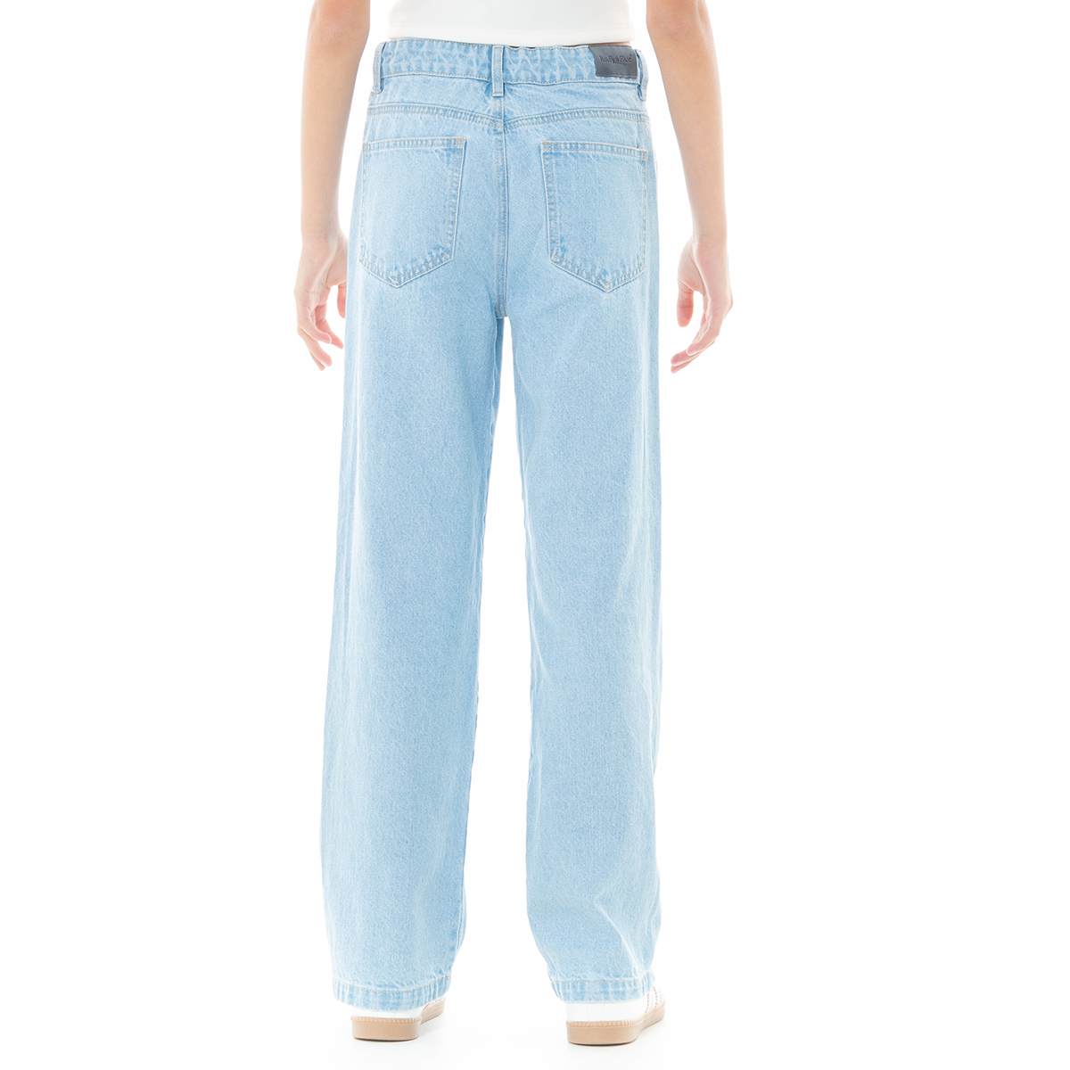 Jean para niñas bota recta con diseños bordados - Azul