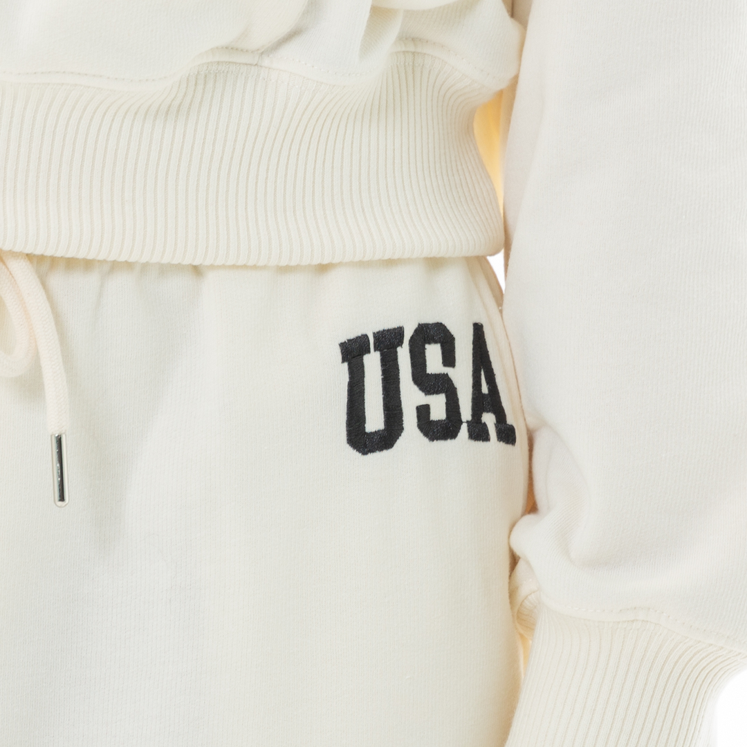 SUDADERA PARA NIÑAS CON DISEÑO BORDADO USA