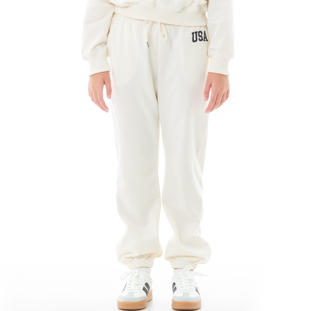 Sudadera para niñas con diseño bordado usa - Off white
