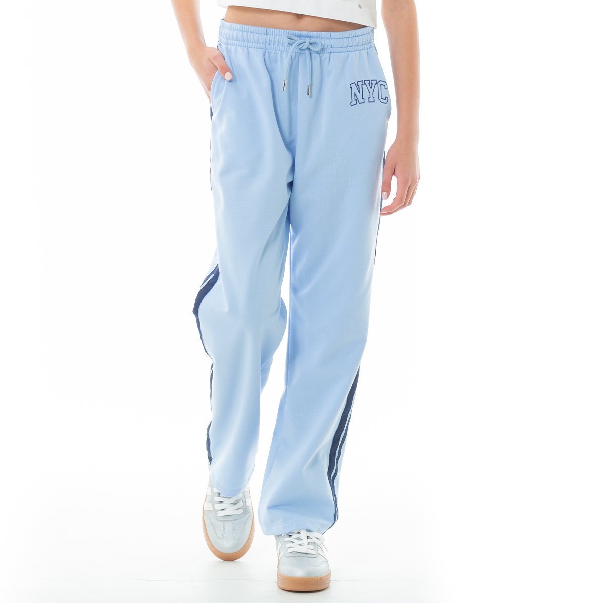 Jogger para niñas con diseño bordado NYC - Azul