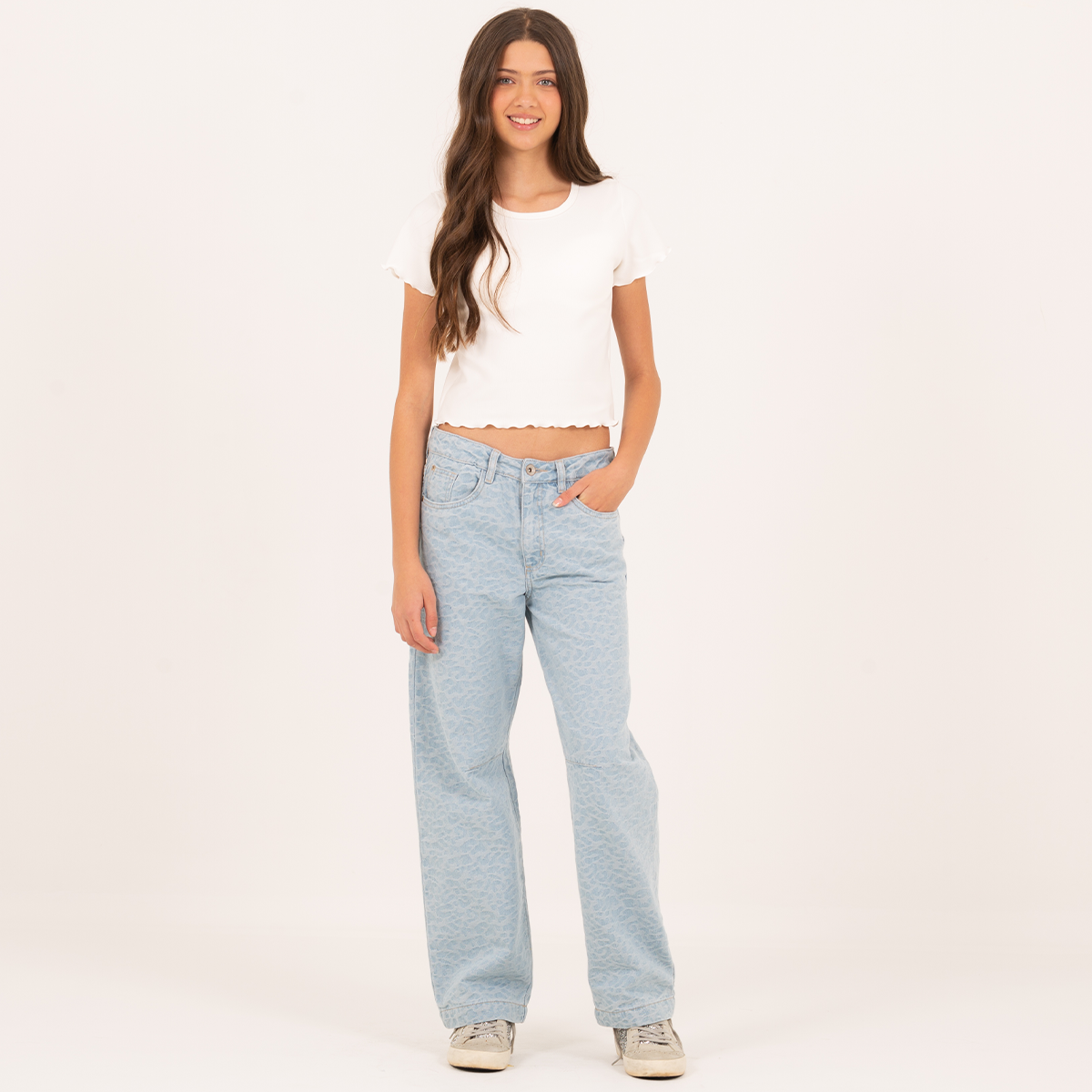 JEAN JACQUARD PARA NIÑAS – AZUL CLARO