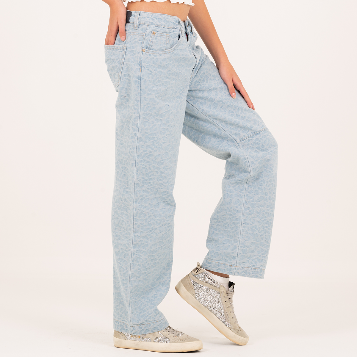 JEAN JACQUARD PARA NIÑAS – AZUL CLARO