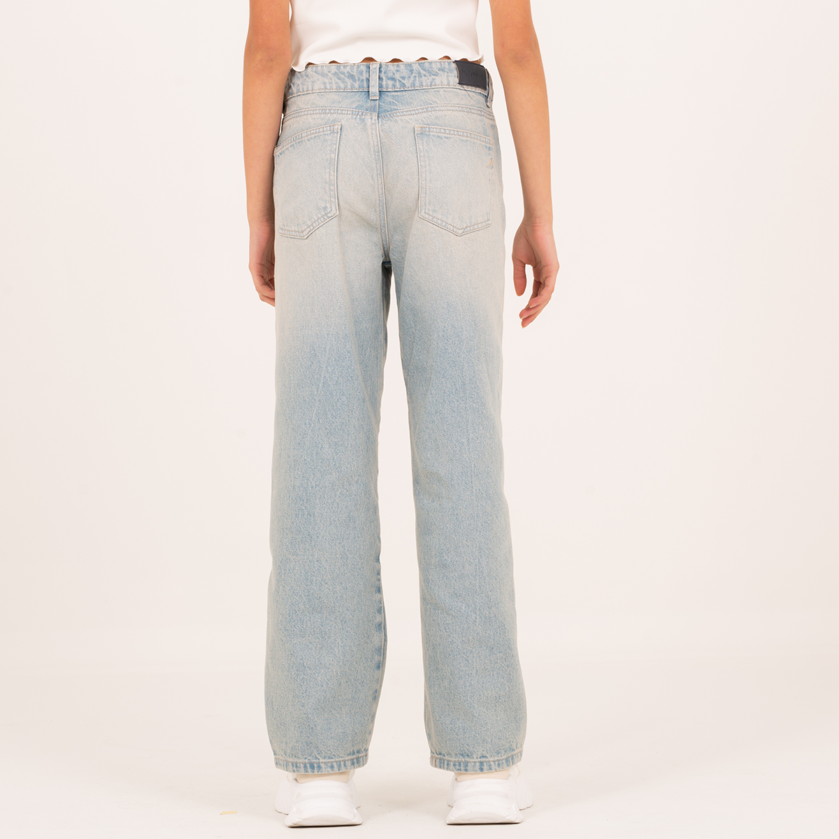 Jean para niñas bota recta con apliques de brillos