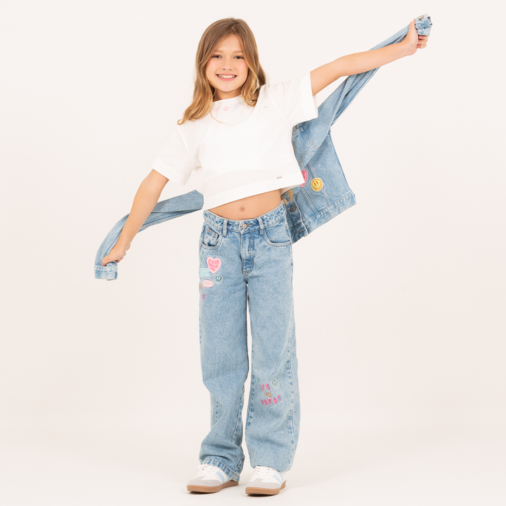 JEAN PARA NIÑAS BORDADO – AZUL CLARO