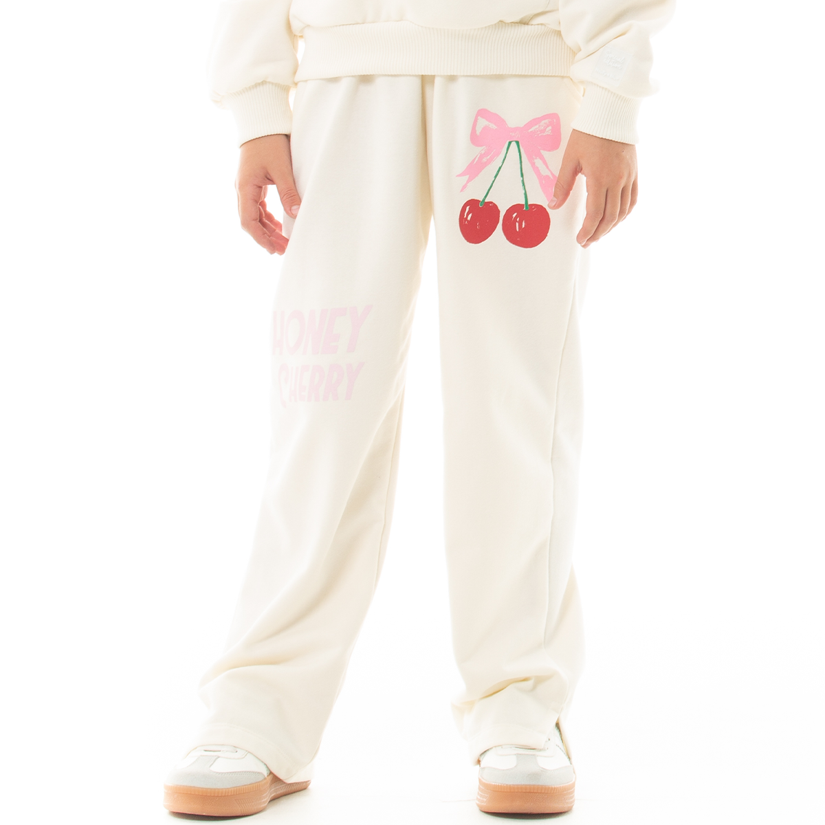 Jogger para niñas cherry club  – Off white