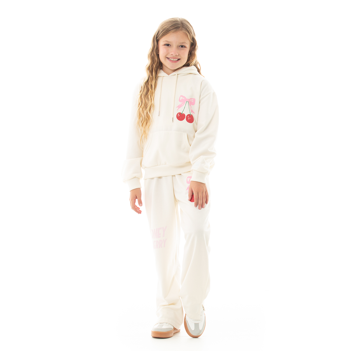 Jogger para niñas cherry club  – Off white