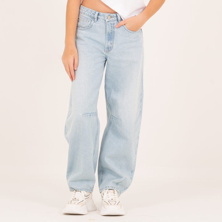 JEAN PARA NIÑAS BOTA RECTA ACABADO MEZCLILLA