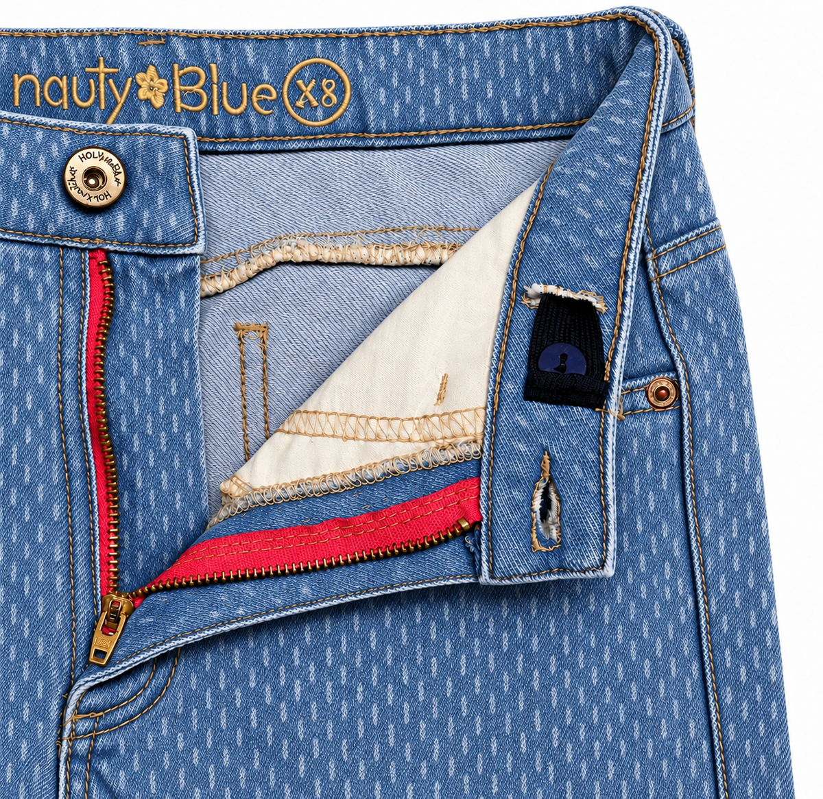 Jean para niñas en indigo de diseño texturizado - Azul