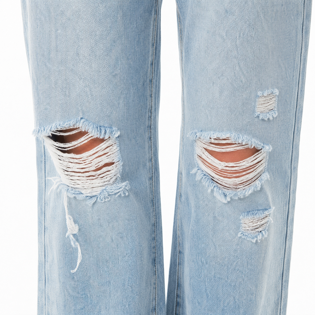 Jean para niña wide leg con rotos - Azul claro