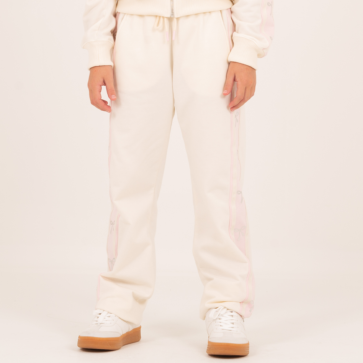 Jogger para niñas con estampado de lazo en foil