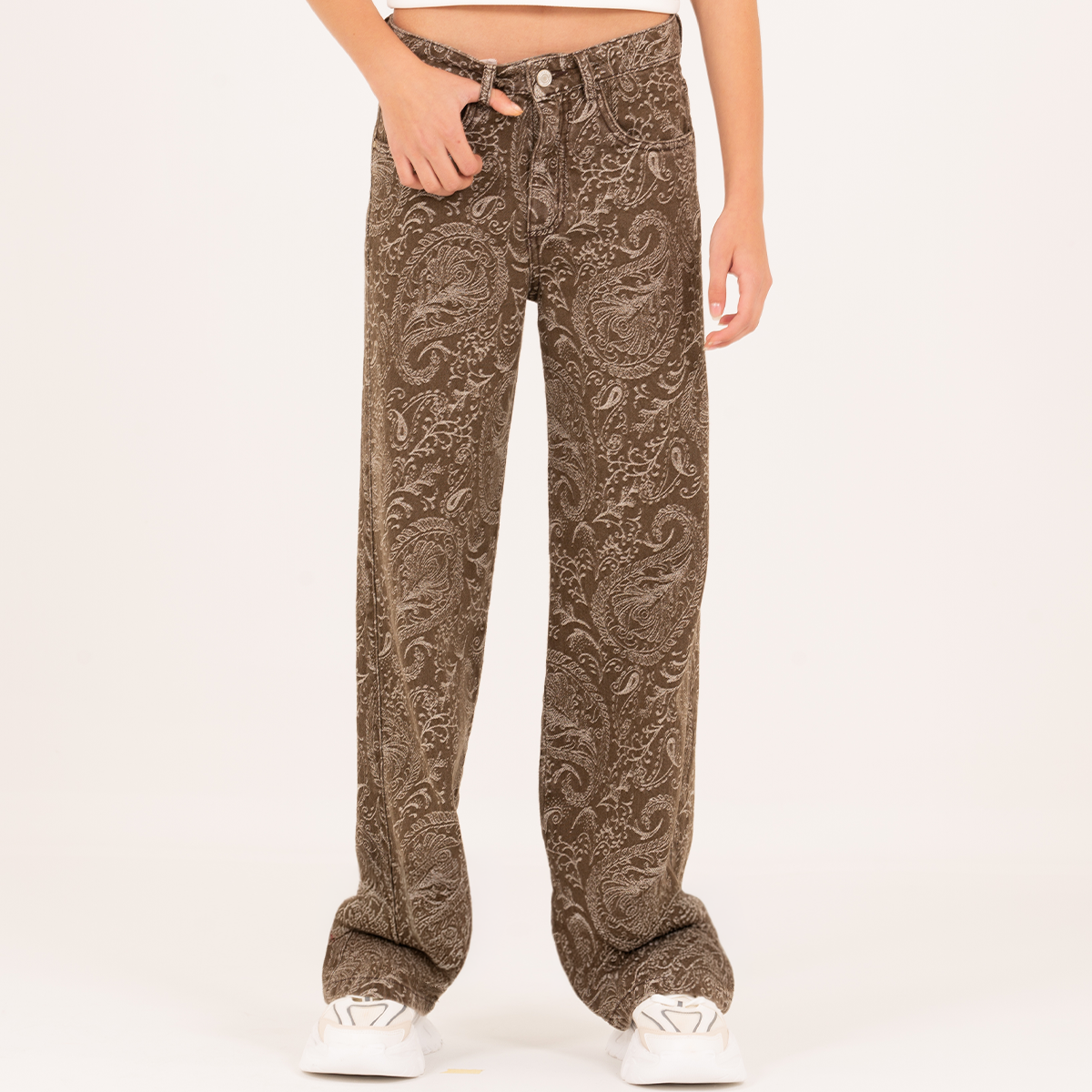 Jean para niñas con estampado tipo paisley