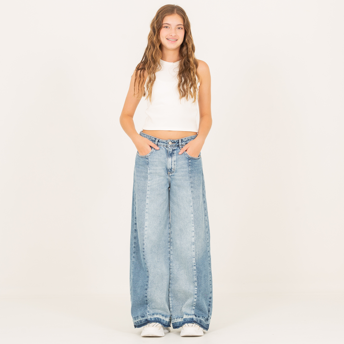 Jean para niñas wide leg- Azul