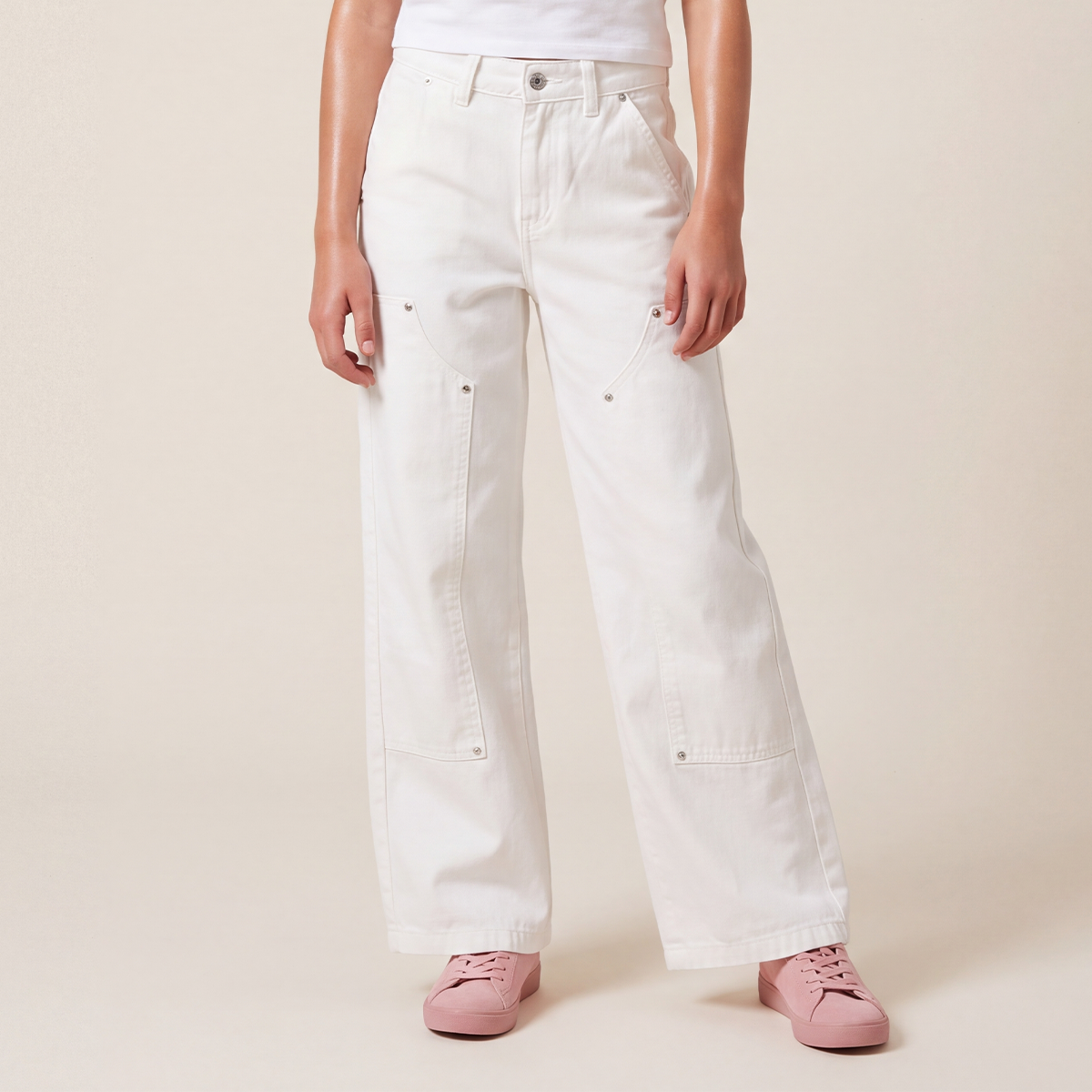 Jean para niñas wide leg- Beige