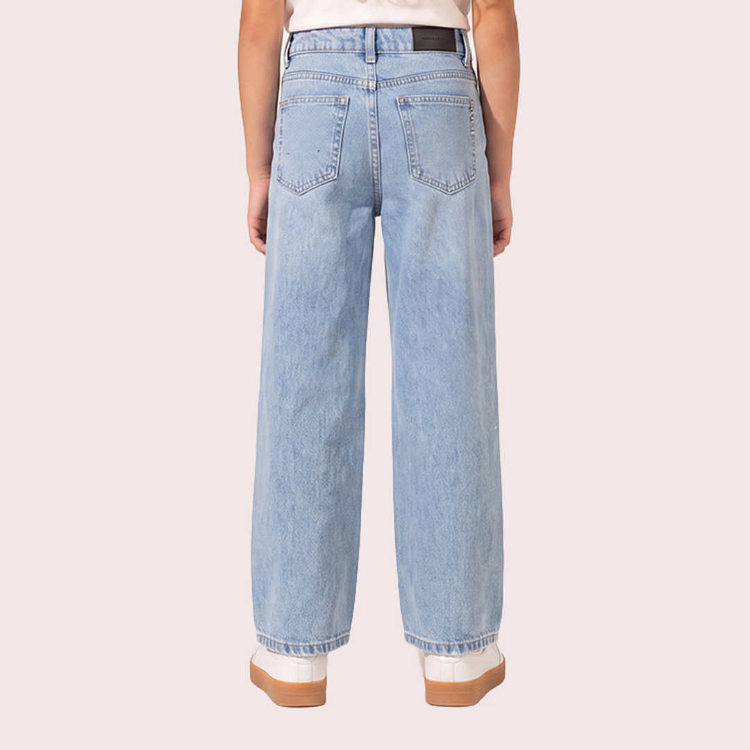 Jean para niñas con accesorio de charm - Azul